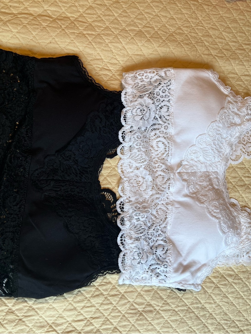 Zenana Outfitters Lace Bralette Duo - Black & White